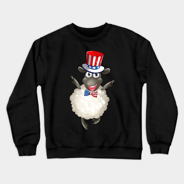 Sheep American Flag Hat Patriotic 4th Of July Gifts Crewneck Sweatshirt by crowominousnigerian 